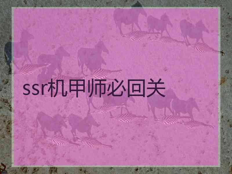 ssr机甲师必回关 ssr机甲师必回关