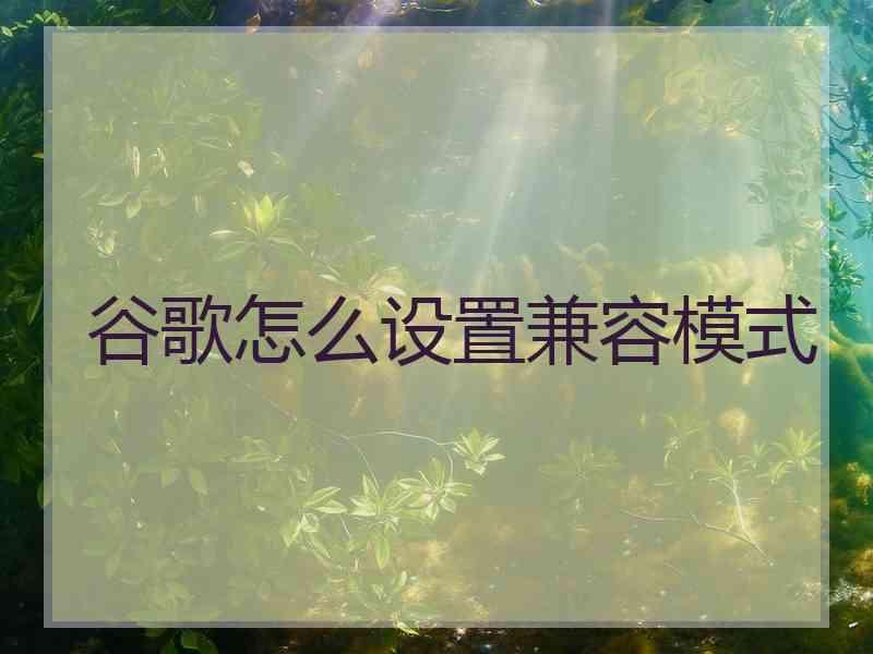 谷歌怎么设置兼容模式