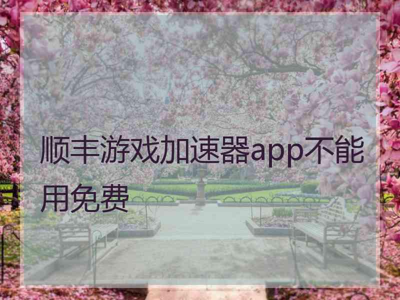 顺丰游戏加速器app不能用免费