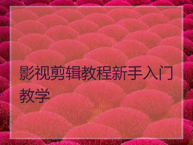 影视剪辑教程新手入门教学