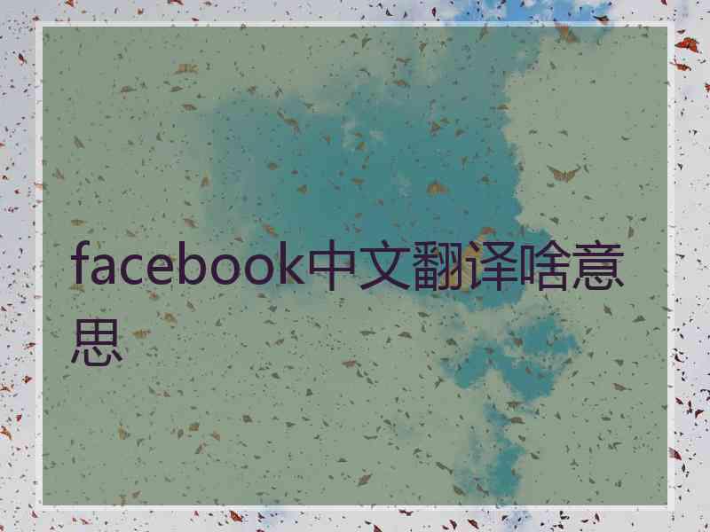 facebook中文翻译啥意思