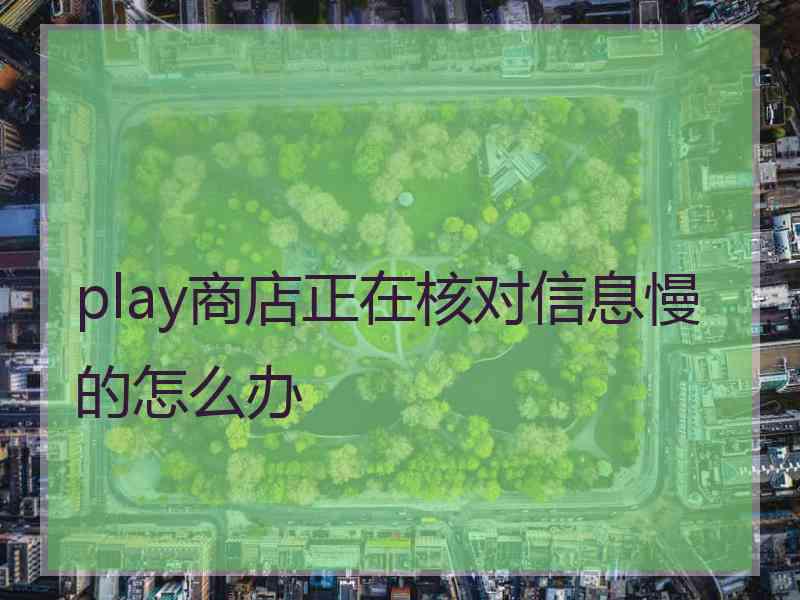 play商店正在核对信息慢的怎么办