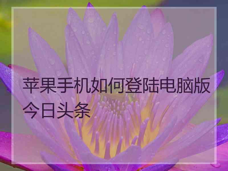 苹果手机如何登陆电脑版今日头条