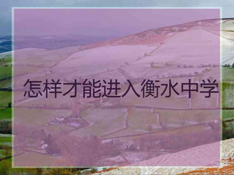 怎样才能进入衡水中学