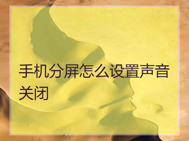 手机分屏怎么设置声音关闭
