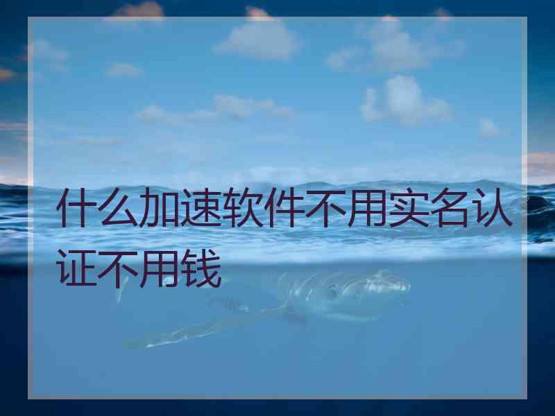 什么加速软件不用实名认证不用钱