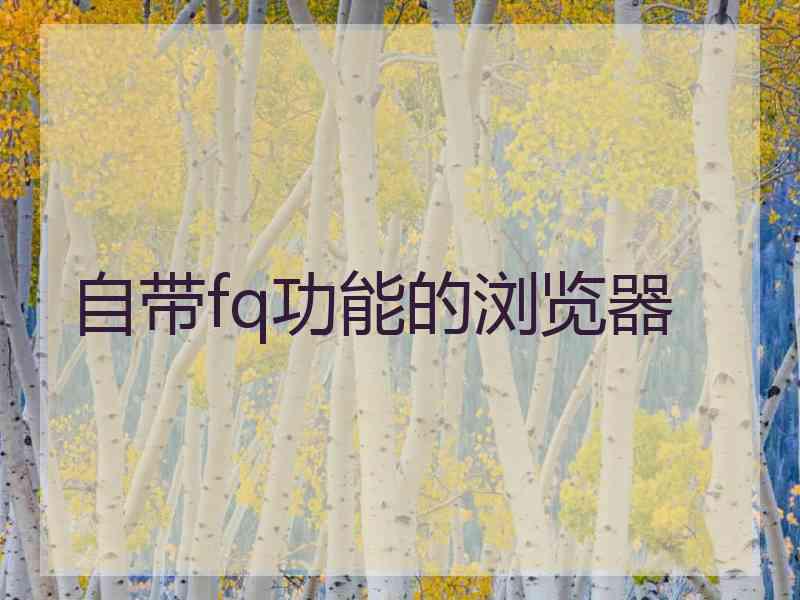 自带fq功能的浏览器