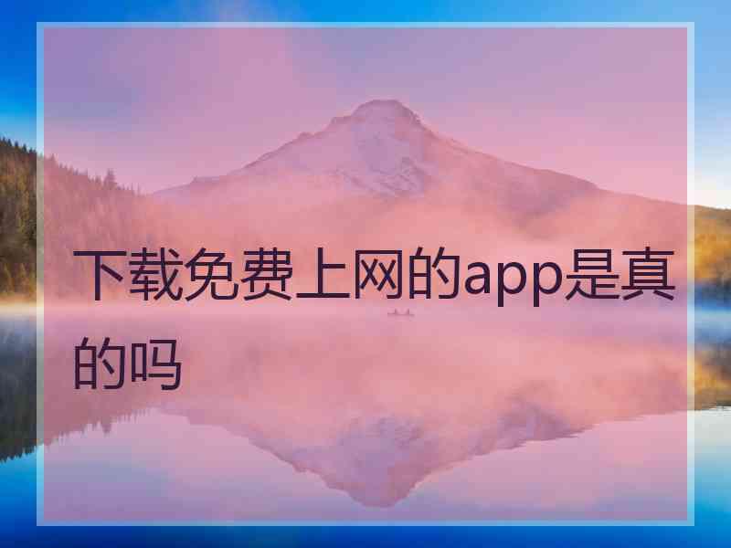 下载免费上网的app是真的吗