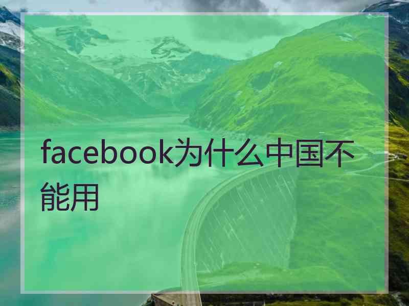 facebook为什么中国不能用