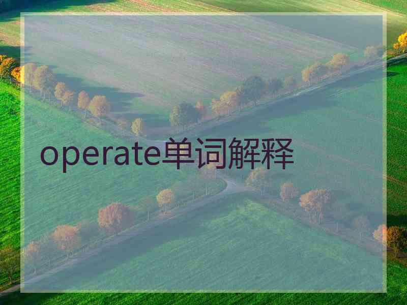 operate单词解释