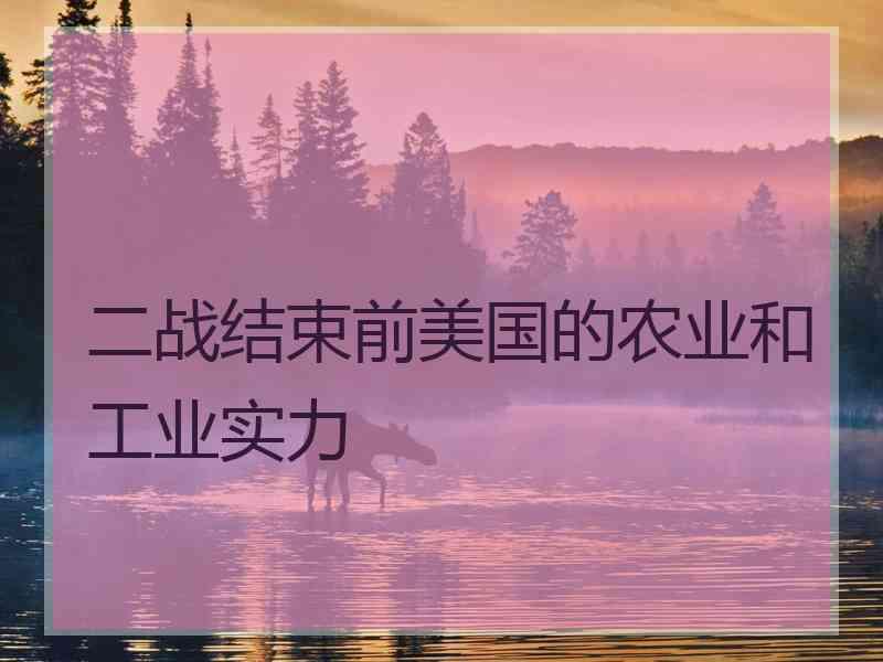 二战结束前美国的农业和工业实力