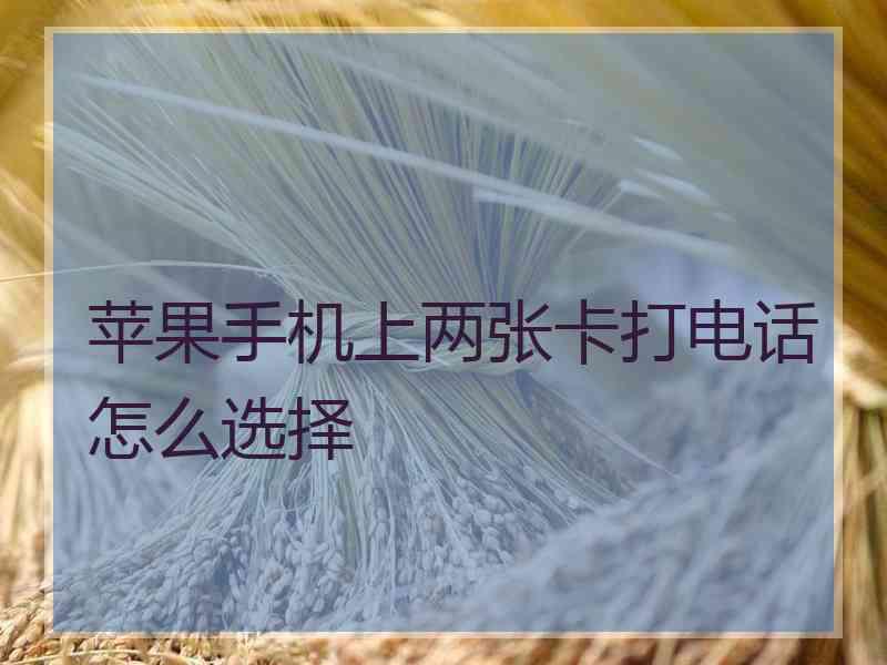 苹果手机上两张卡打电话怎么选择