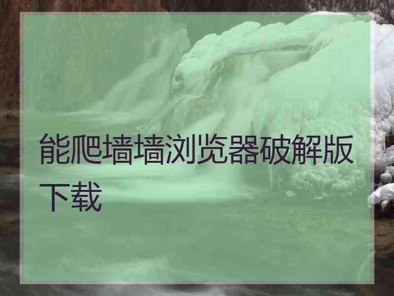 能爬墙墙浏览器破解版下载