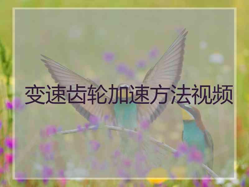 变速齿轮加速方法视频