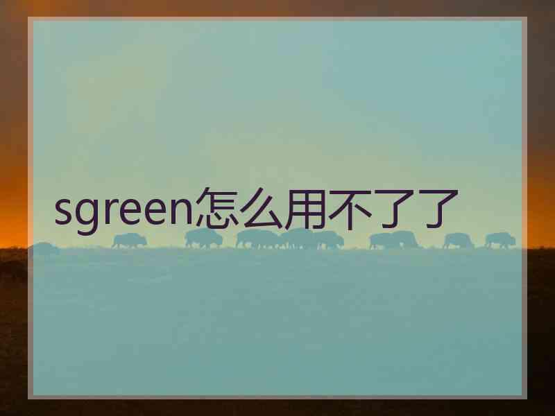 sgreen怎么用不了了
