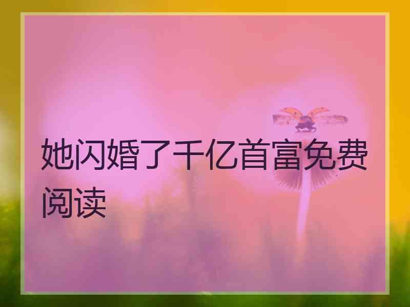 她闪婚了千亿首富免费阅读