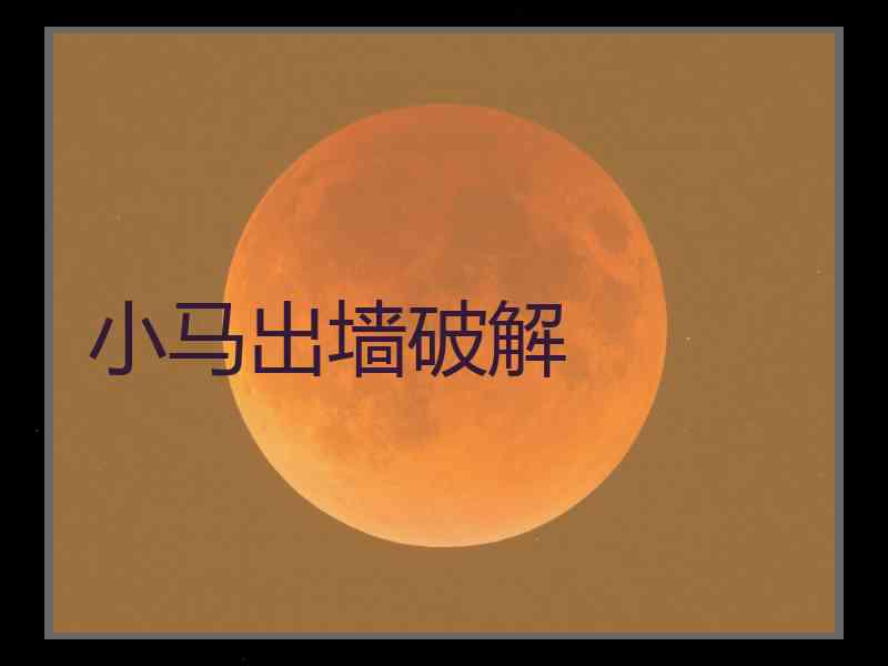 小马出墙破解