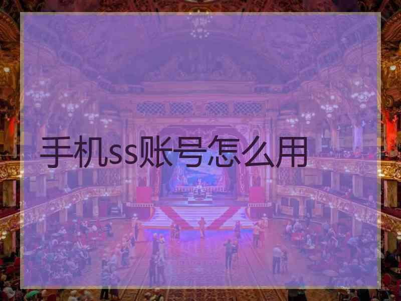 手机ss账号怎么用