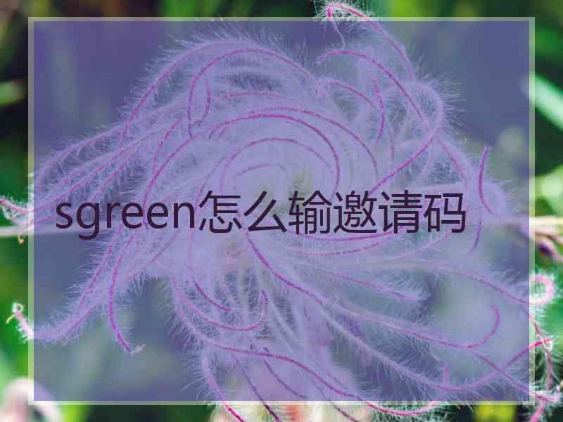 sgreen怎么输邀请码