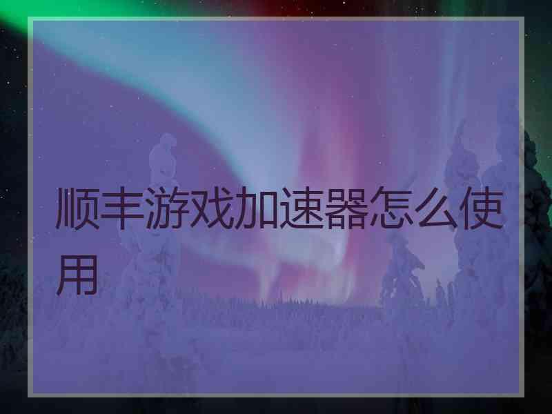 顺丰游戏加速器怎么使用