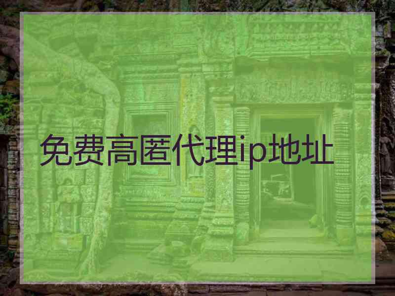 免费高匿代理ip地址