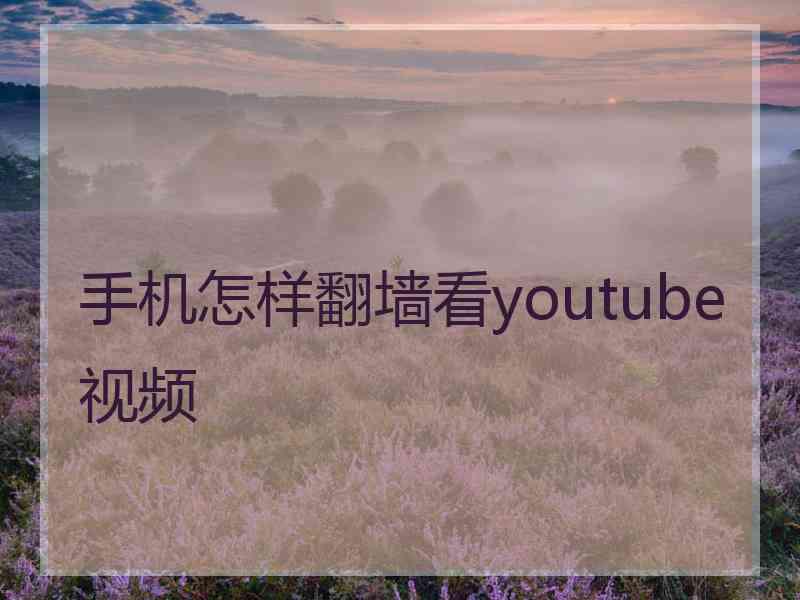 手机怎样翻墙看youtube视频