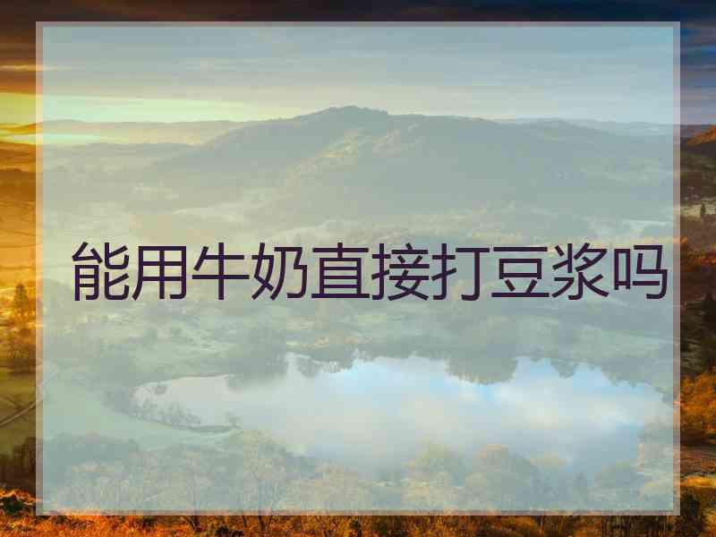 能用牛奶直接打豆浆吗