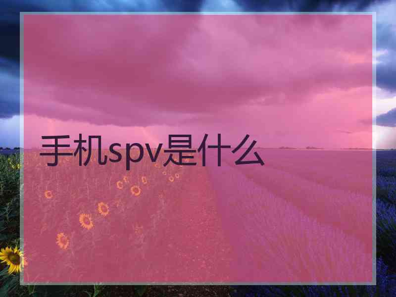 手机spv是什么