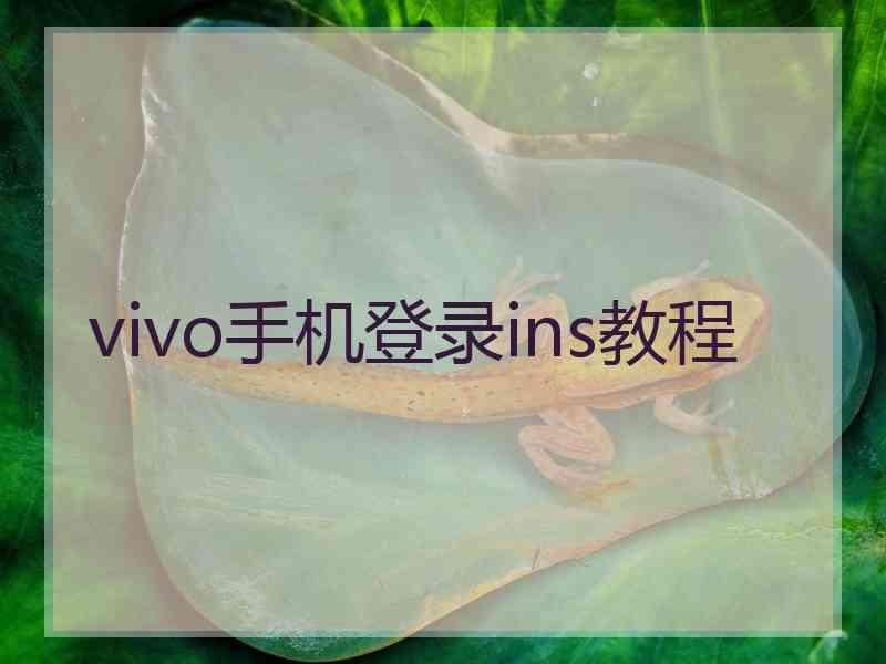 vivo手机登录ins教程