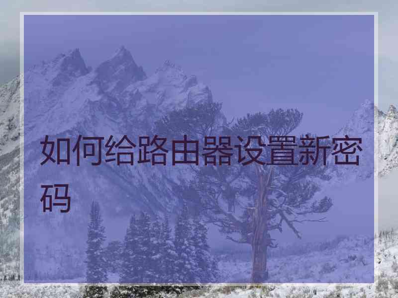 如何给路由器设置新密码