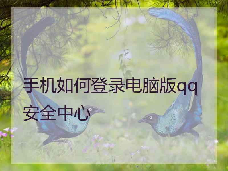 手机如何登录电脑版qq安全中心