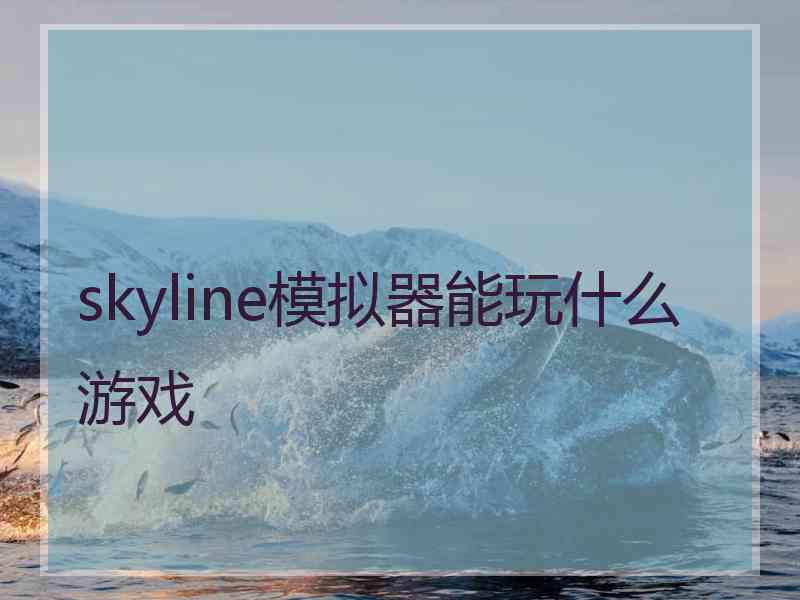 skyline模拟器能玩什么游戏