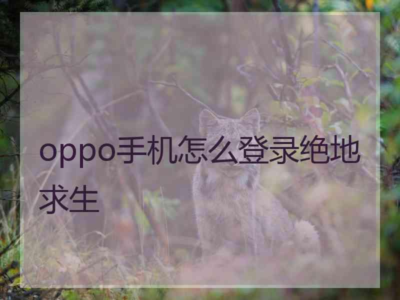 oppo手机怎么登录绝地求生