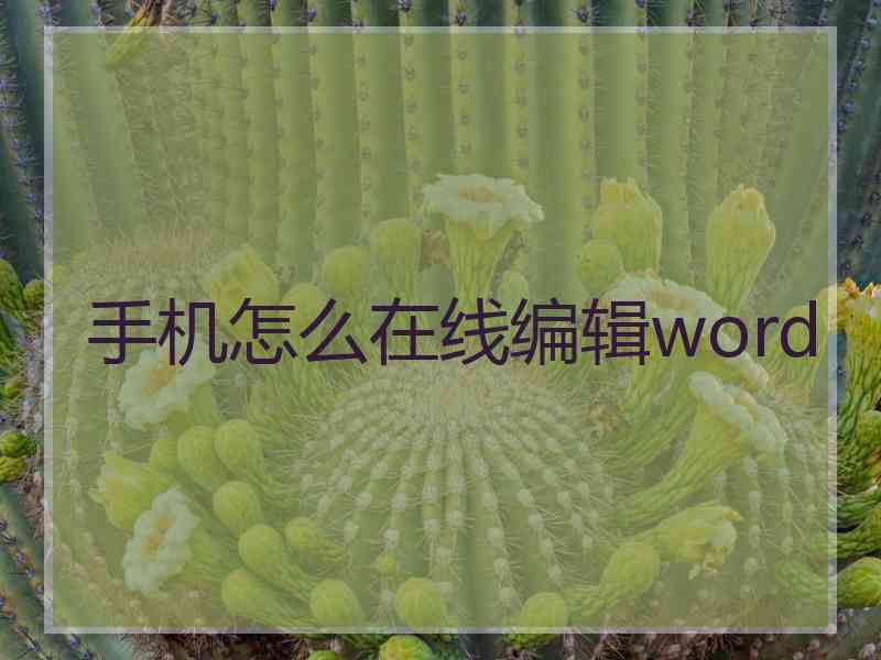 手机怎么在线编辑word