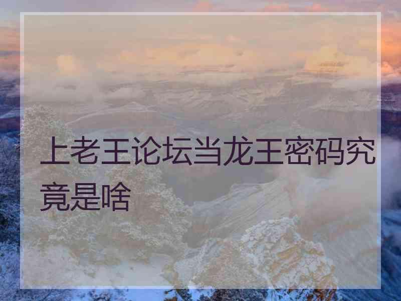 上老王论坛当龙王密码究竟是啥