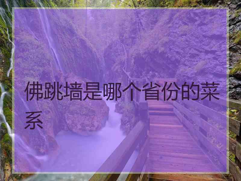 佛跳墙是哪个省份的菜系