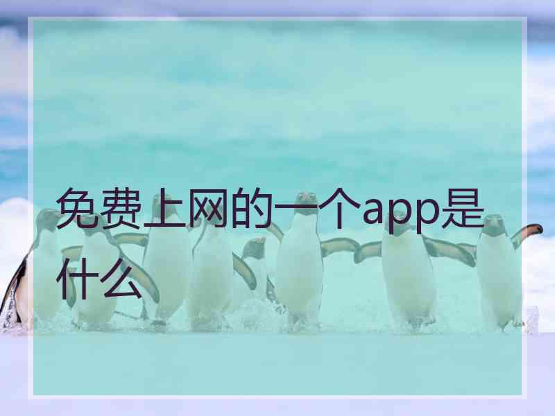 免费上网的一个app是什么