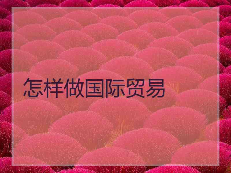 怎样做国际贸易