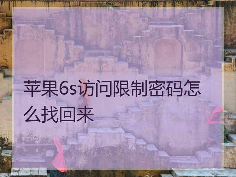 苹果6s访问限制密码怎么找回来