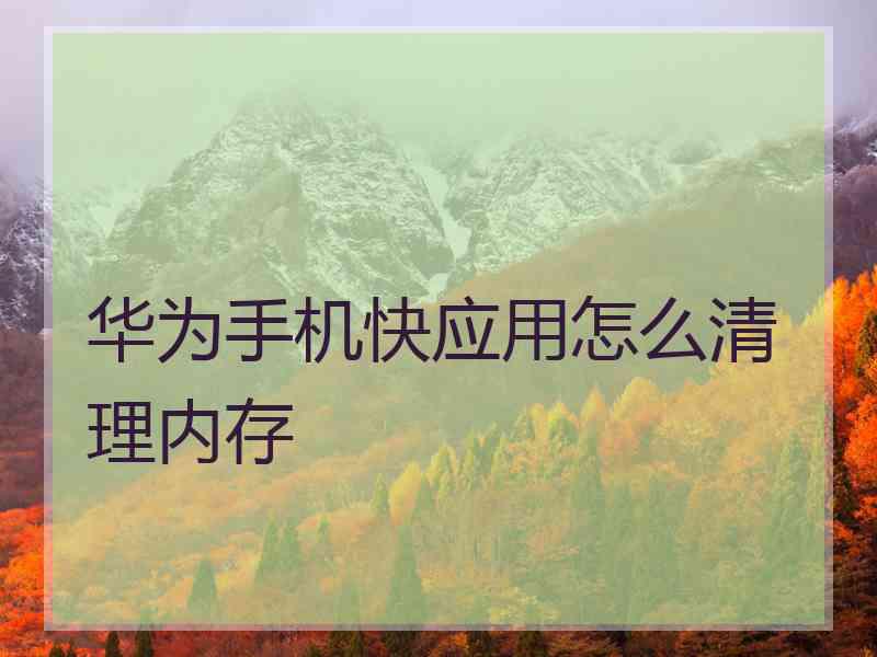 华为手机快应用怎么清理内存