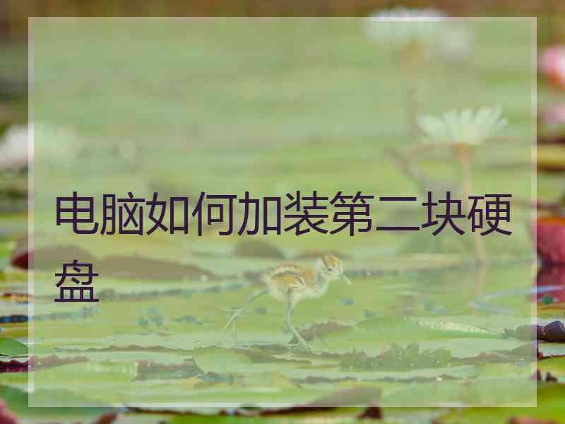 电脑如何加装第二块硬盘