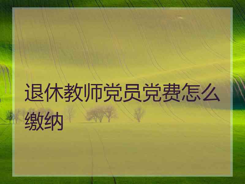 退休教师党员党费怎么缴纳