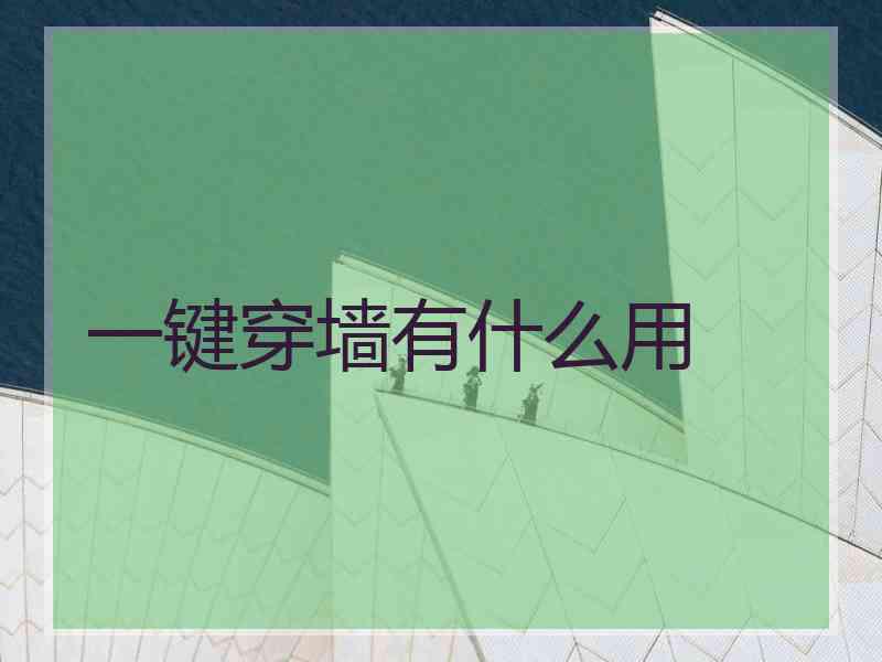 一键穿墙有什么用