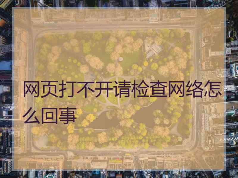 网页打不开请检查网络怎么回事