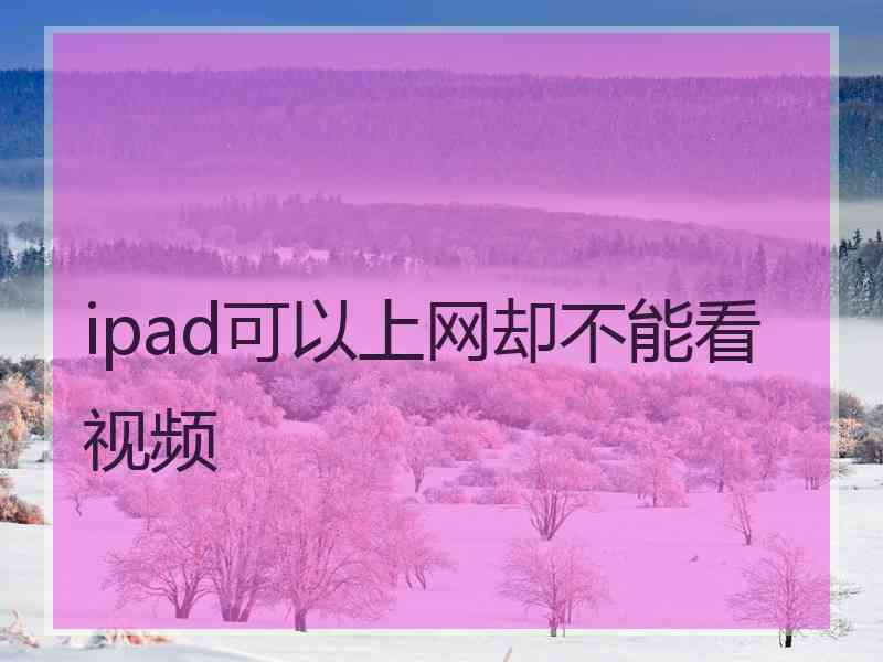 ipad可以上网却不能看视频